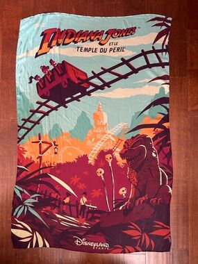 Disneyland Paris Graphic Scarf in Rich Berry and Blue, Indiana Jones in French